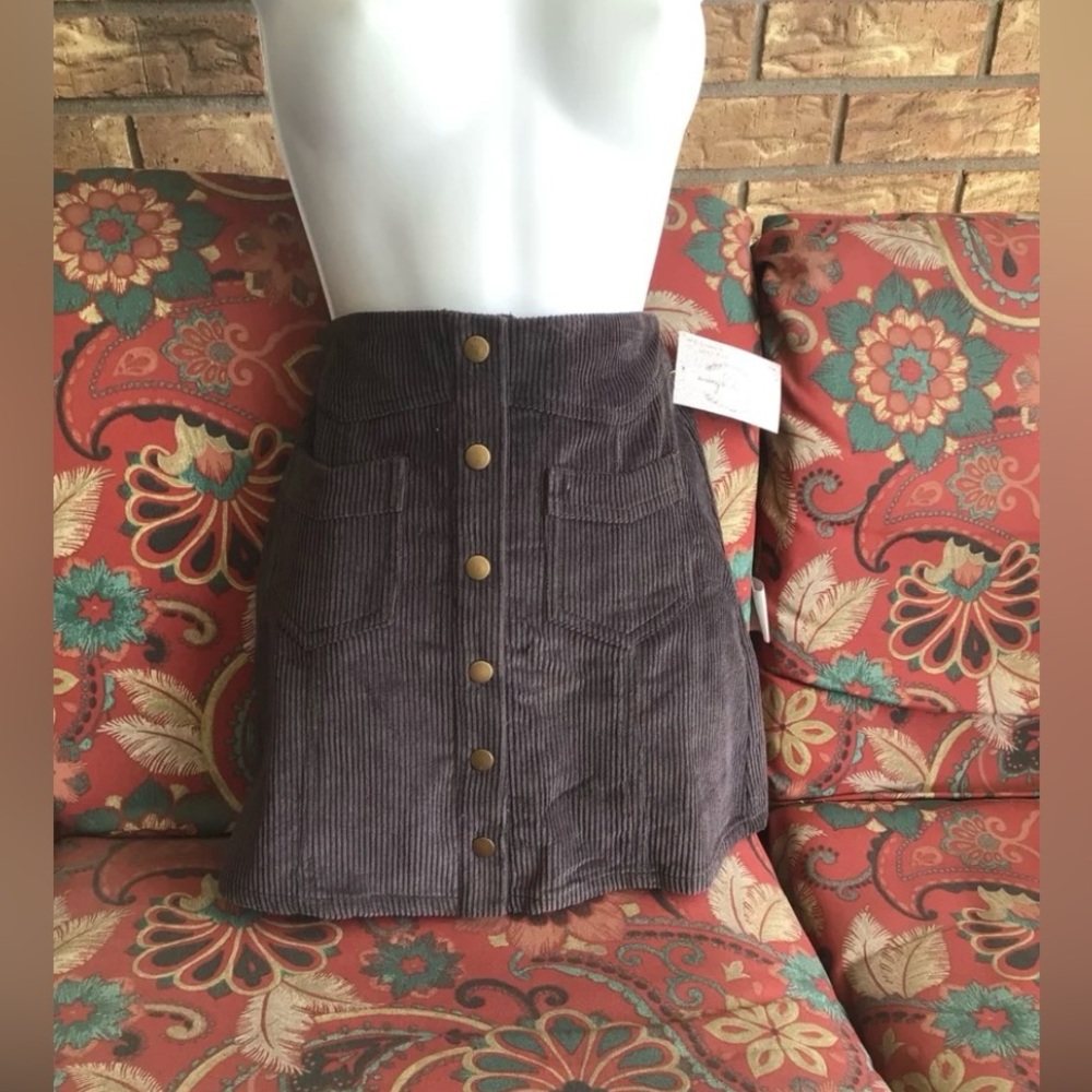 Corduroy Button-Front Skirt